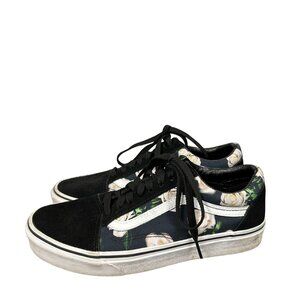 VANS Old Skool Romantic Floral Suede Shoes Sneakers Women's Size 9.5 Black